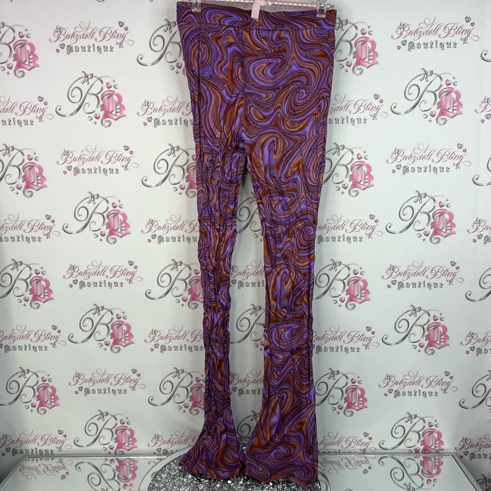 Zara pants psychedelic Swirl Patterned Purple and Brown Pants swirls cute groovy